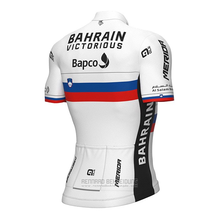 2022 Fahrradbekleidung Slowenien Champion Bahrain Victorious Wei Rot Trikot Kurzarm und Tragerhose - zum Schließen ins Bild klicken